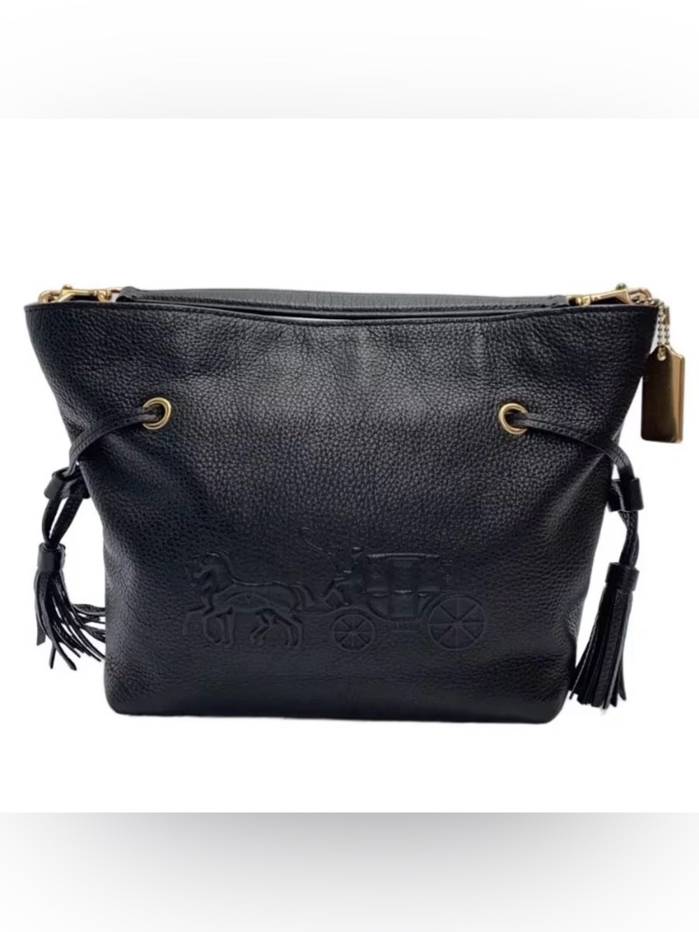 🌸SALE!  COACH ANDY EMBOSS HORSE  PEB LTHR 2-WAY CARRY TOTE BUCKET BAG
